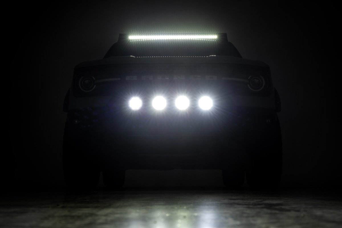 Ford Bronco Sport Nudge Bar - Rough Country - w/ Tow Hooks | 20 Inch Black Single Row LED - Black - '21-'24